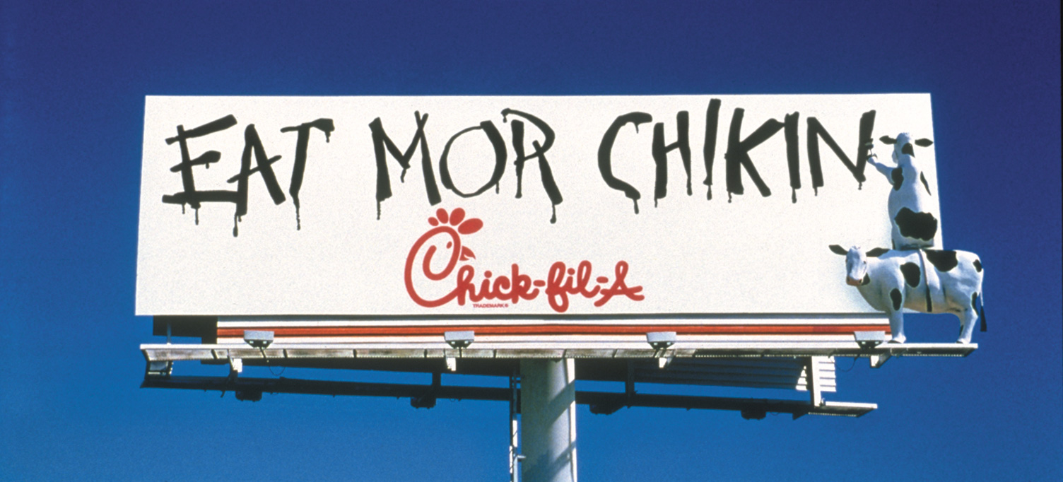 chick fil a cow sign