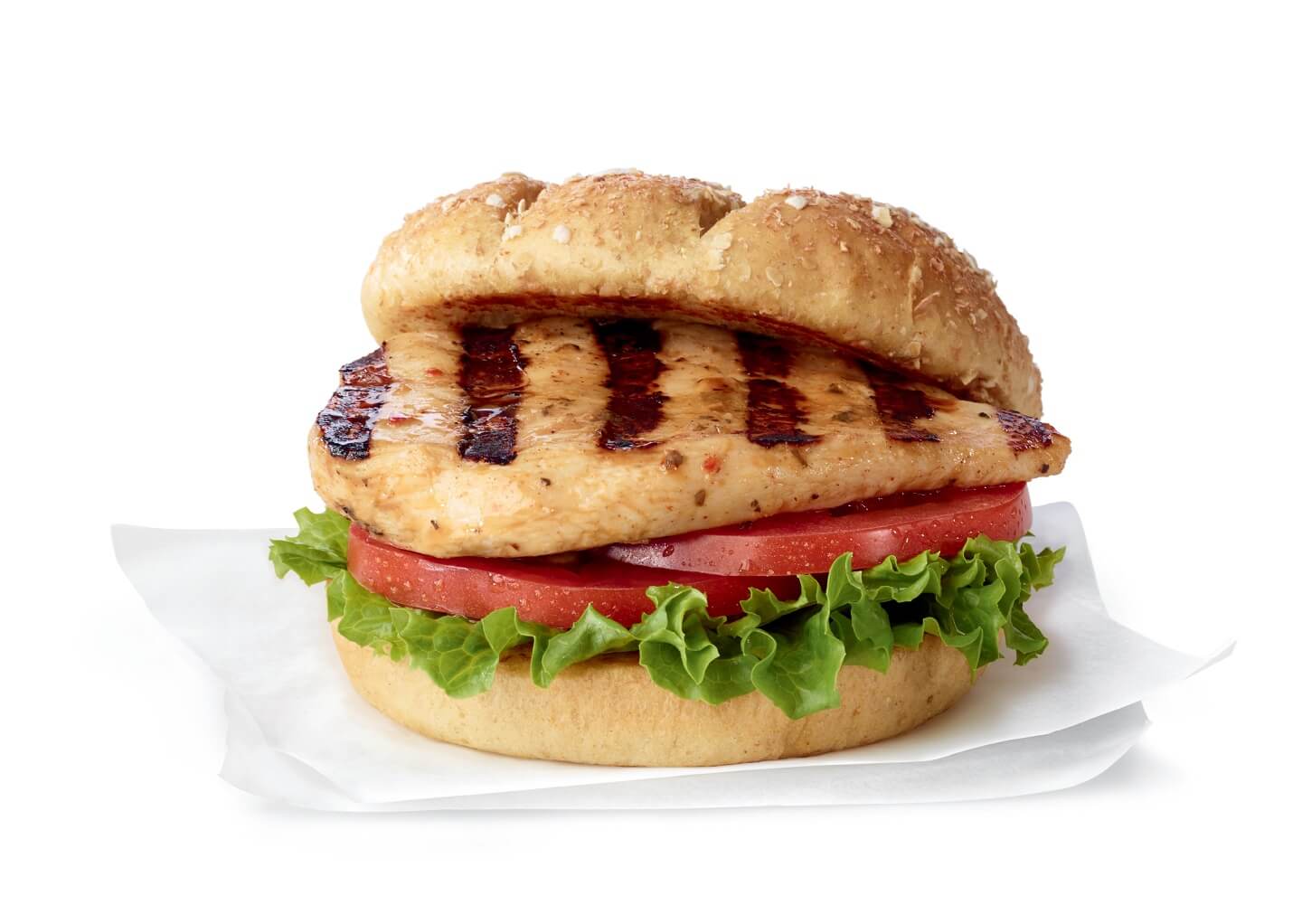 Grilled Chicken Sandwich on a white napkin