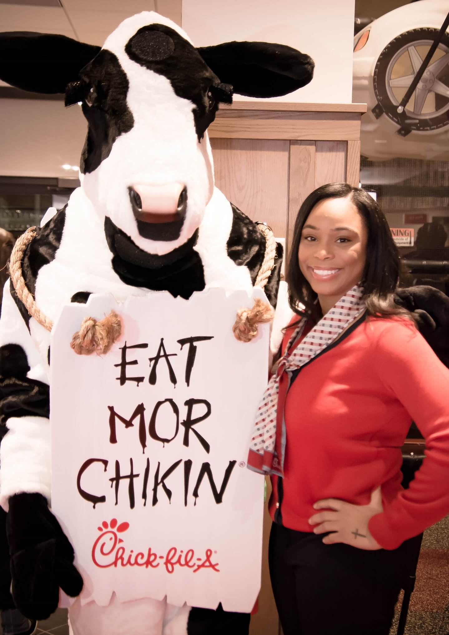 Florissant, MO Operator, Tasha Fox, with the Chick-fil-A cow