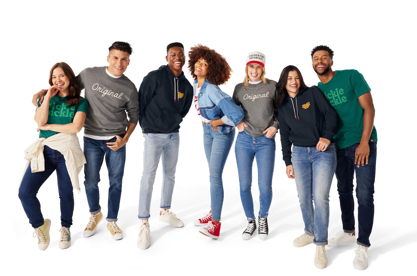 Group of people standing together and wearing clothing from the Chick-fil-A Originals Collection