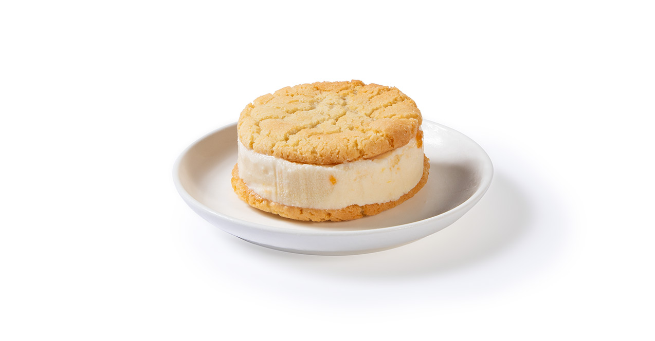 Peach Icedream Sandwich on a white plate