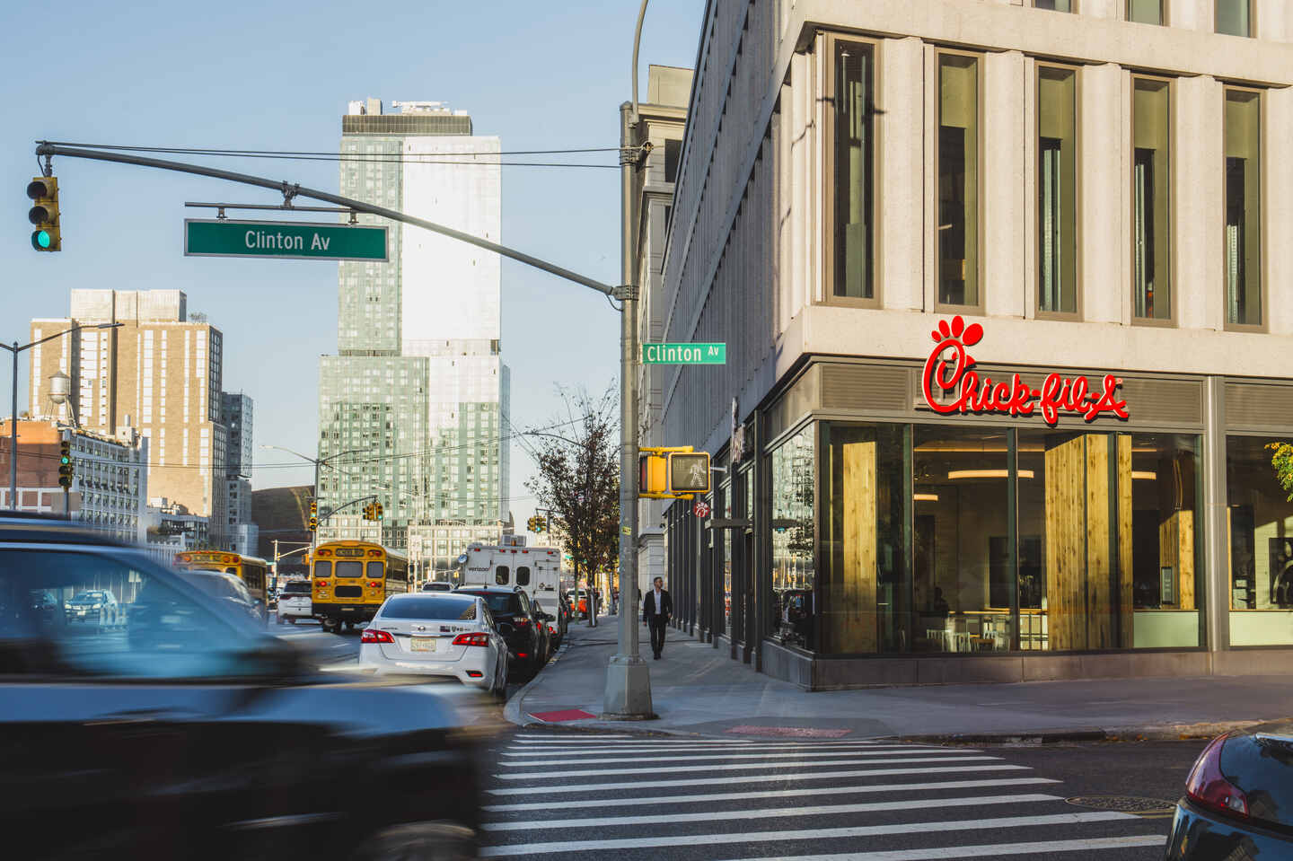 Image of the new Chick-fil-A Restaurant in Clinton Hill, Brooklyn, New York.