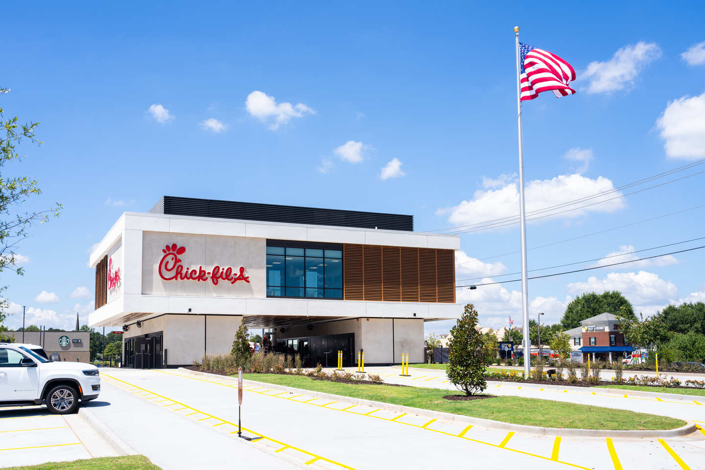 A picture of the entrance to the new elevated drive-thru concept at Chick-fil-A Jodeco Road in McDonough, Georgia.