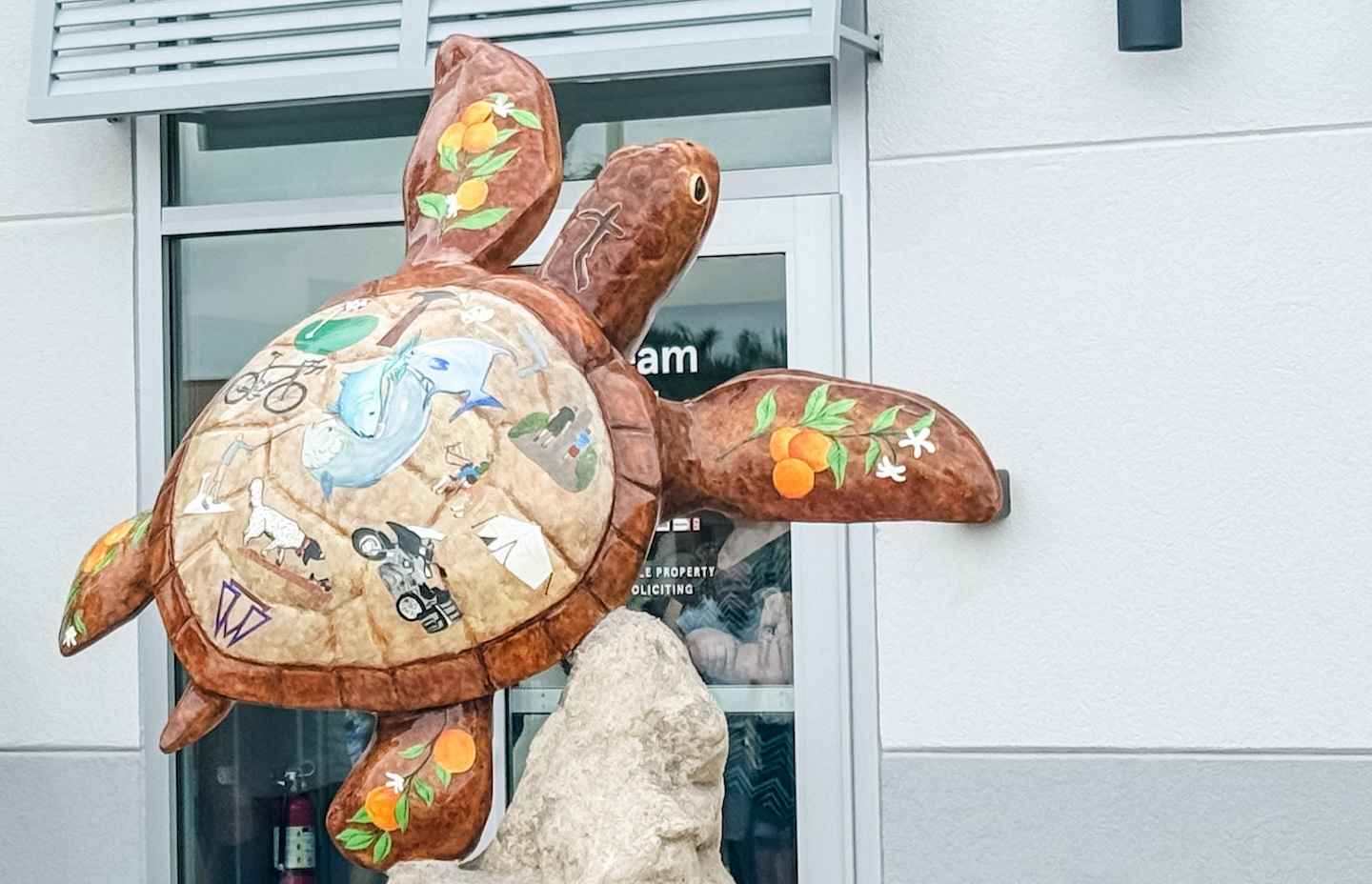Each section of the six-foot tall turtle statue at Chick-fil-A Vero Beach represents a different time in Carl Herndon’s life. 