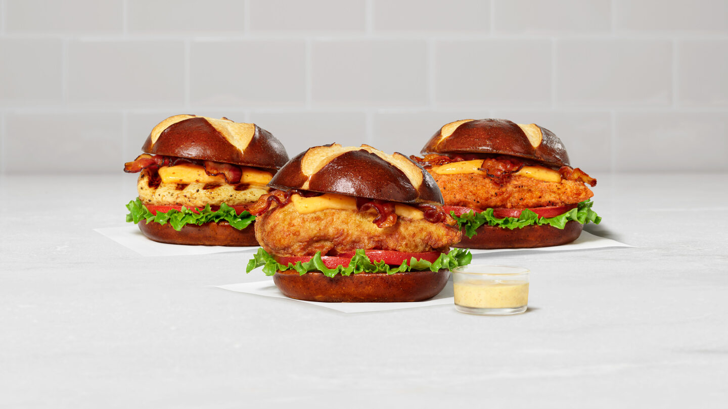 The new Pretzel Cheddar Club Sandwich seasonal offerings from Chick-fil-A.