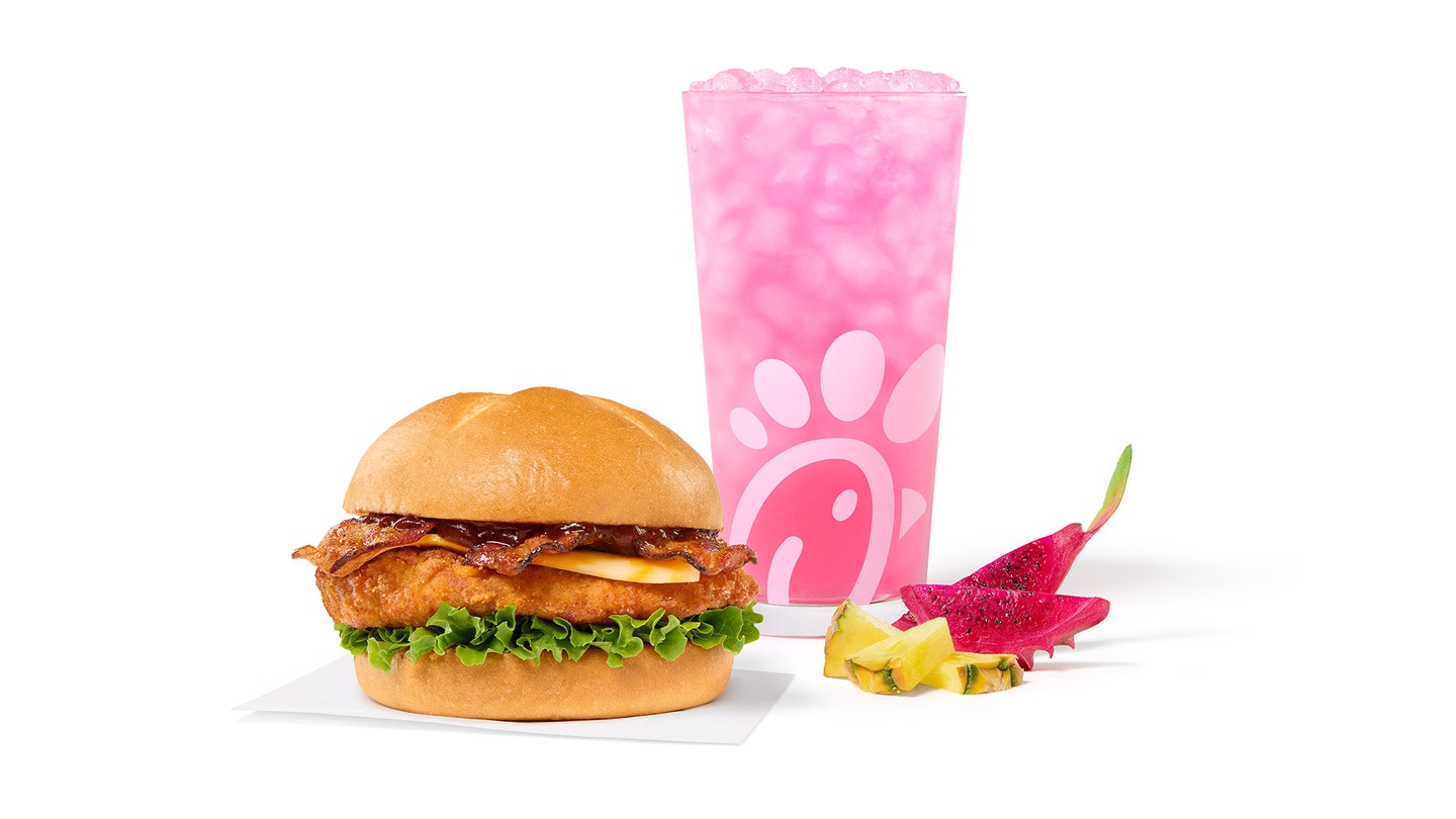 Chick-fil-A’s Smokehouse BBQ Bacon Sandwich and Pineapple Dragonfruit Lemonade.