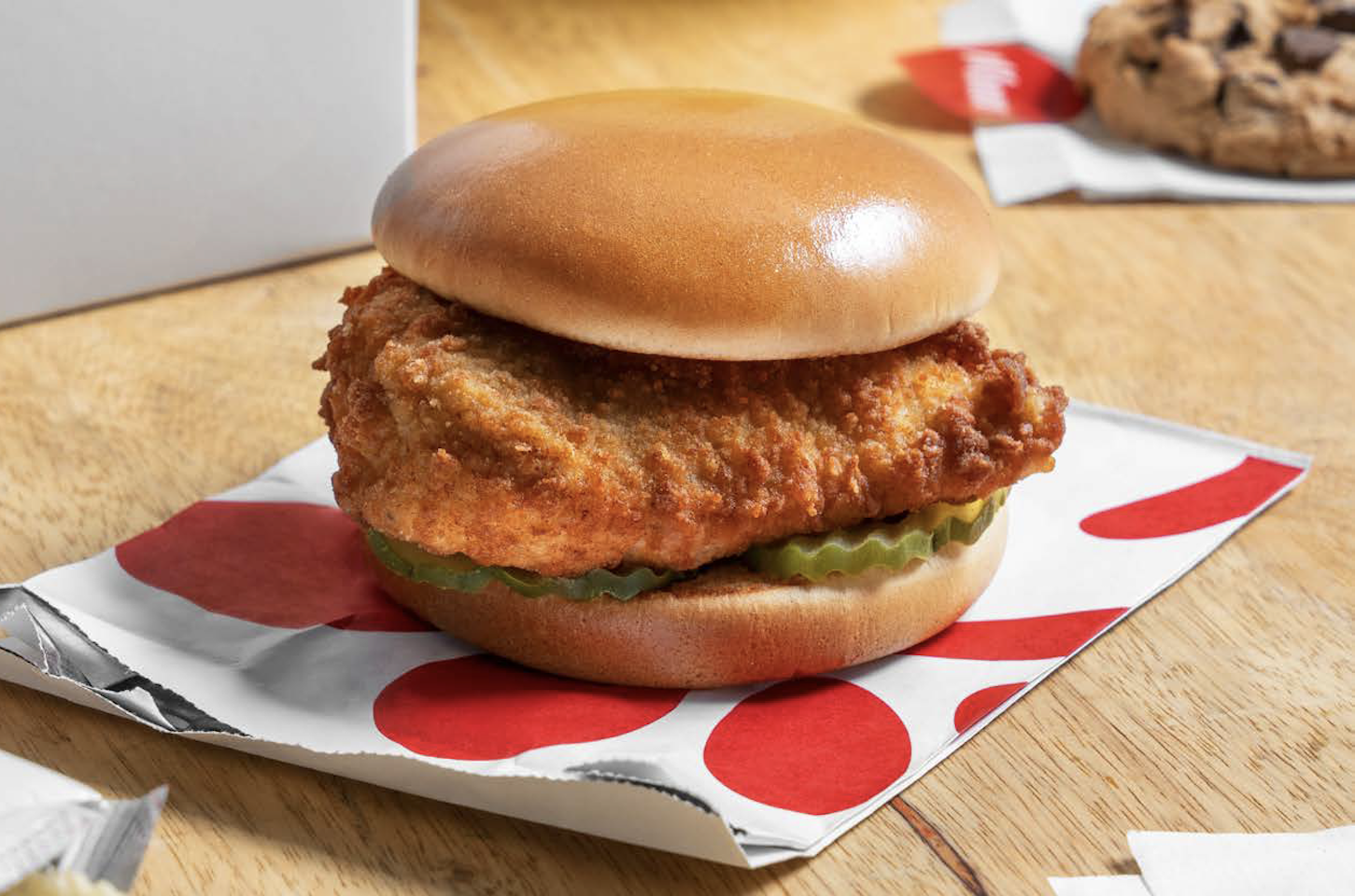 A lifestyle image shot of a Chick-fil-A® Chicken Sandwich Packaged Meal