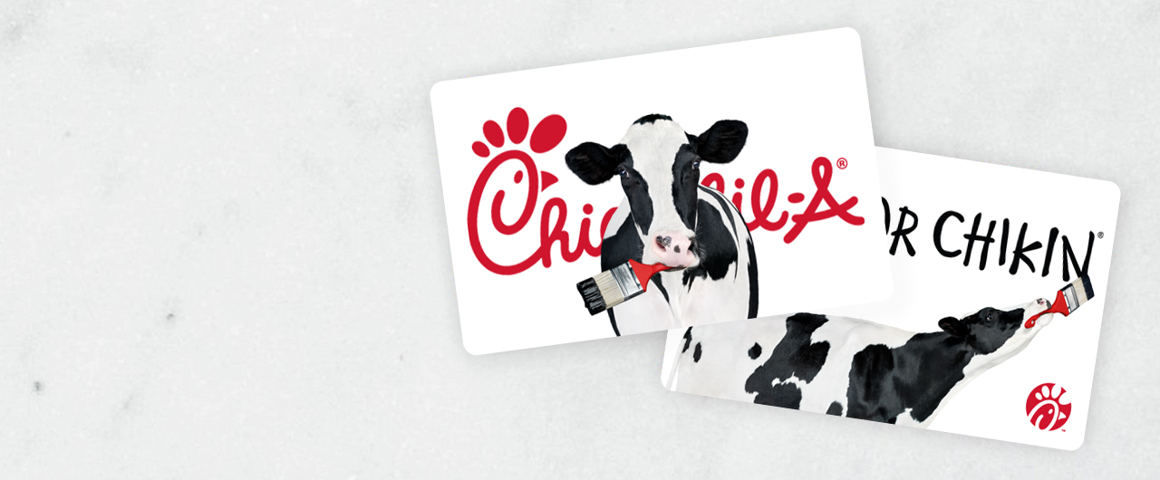 Two Chick-fil-A Gift Cards on a table