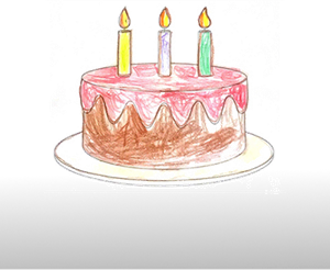 Drawing of a birthday cake