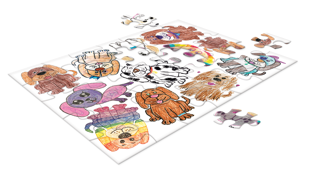 Puzzle with kids' drawing on it