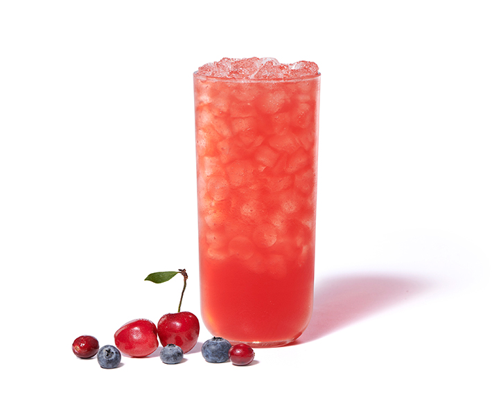 Cherry Berry Sunjoy® on a white background with cherries, blueberries and cranberries
