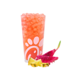 A glass of a Pineapple Dragonfruit Sunjoy® on a white background