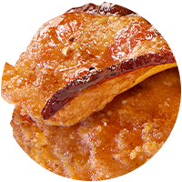 Closeup of peppered bacon and chicken filet