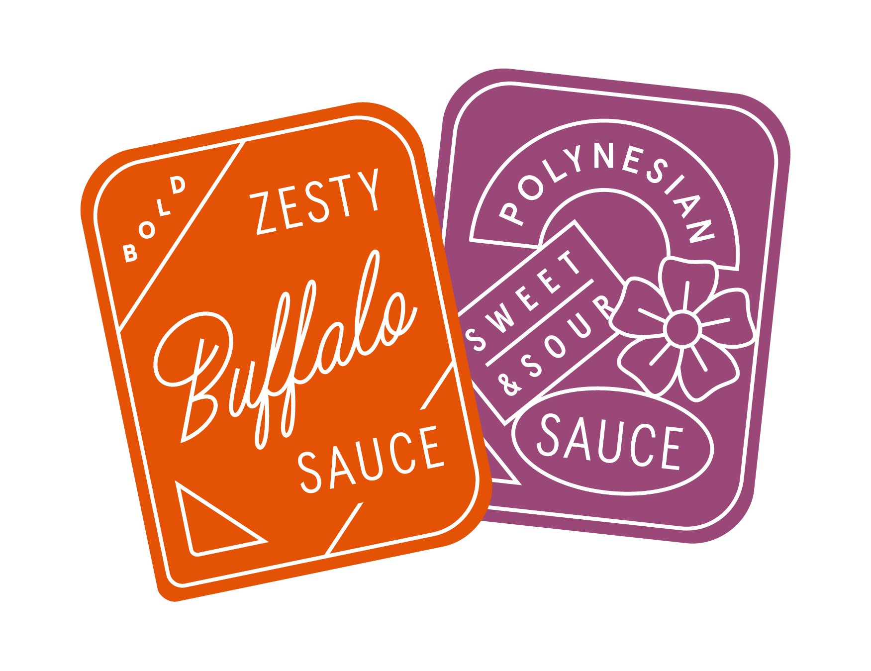Zesty Buffalo Sauce and Polynesian Sauce label graphic