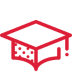 Red graduation cap icon