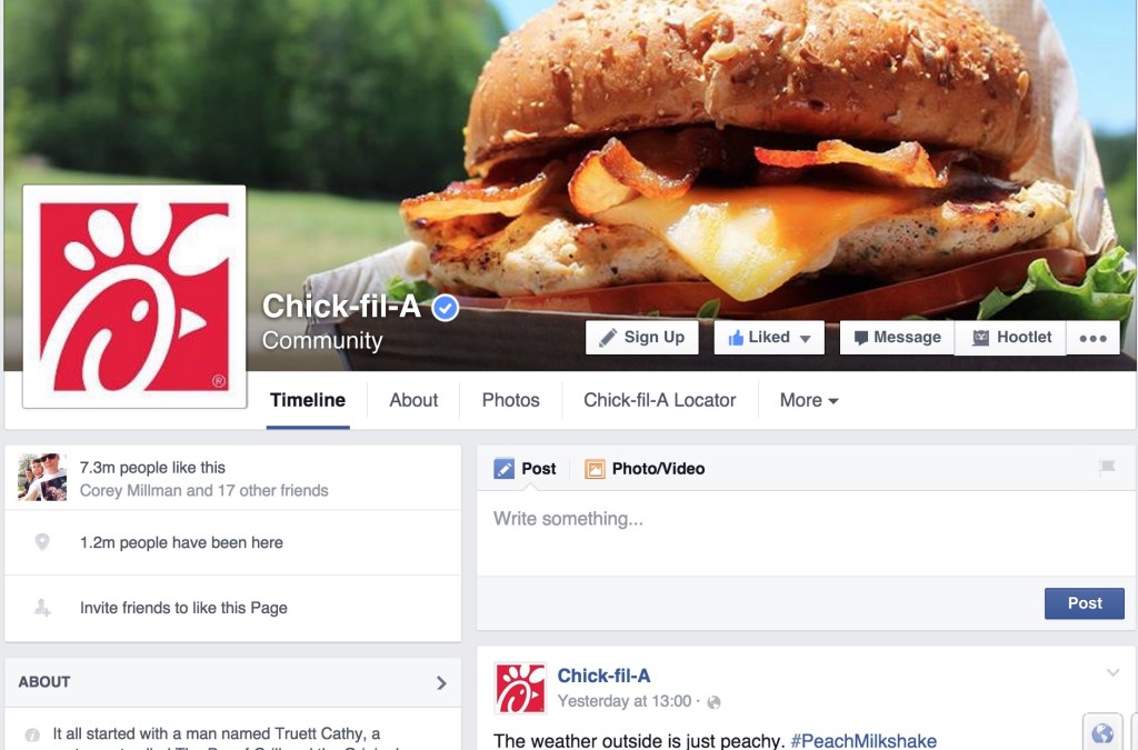Chick-fil-A on facebook