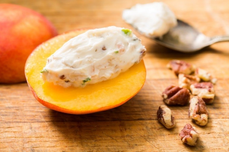 Goat cheese stuffed peaches