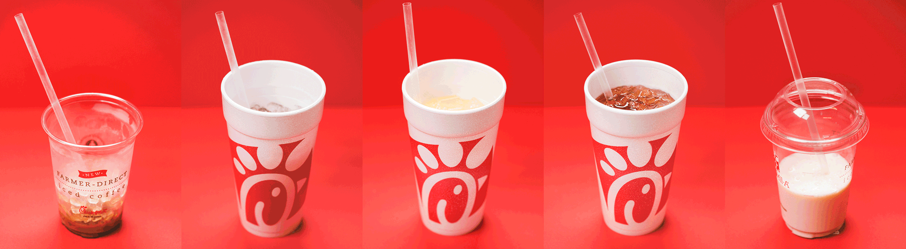 A moving picture of chick-fil-A drinks being filled up