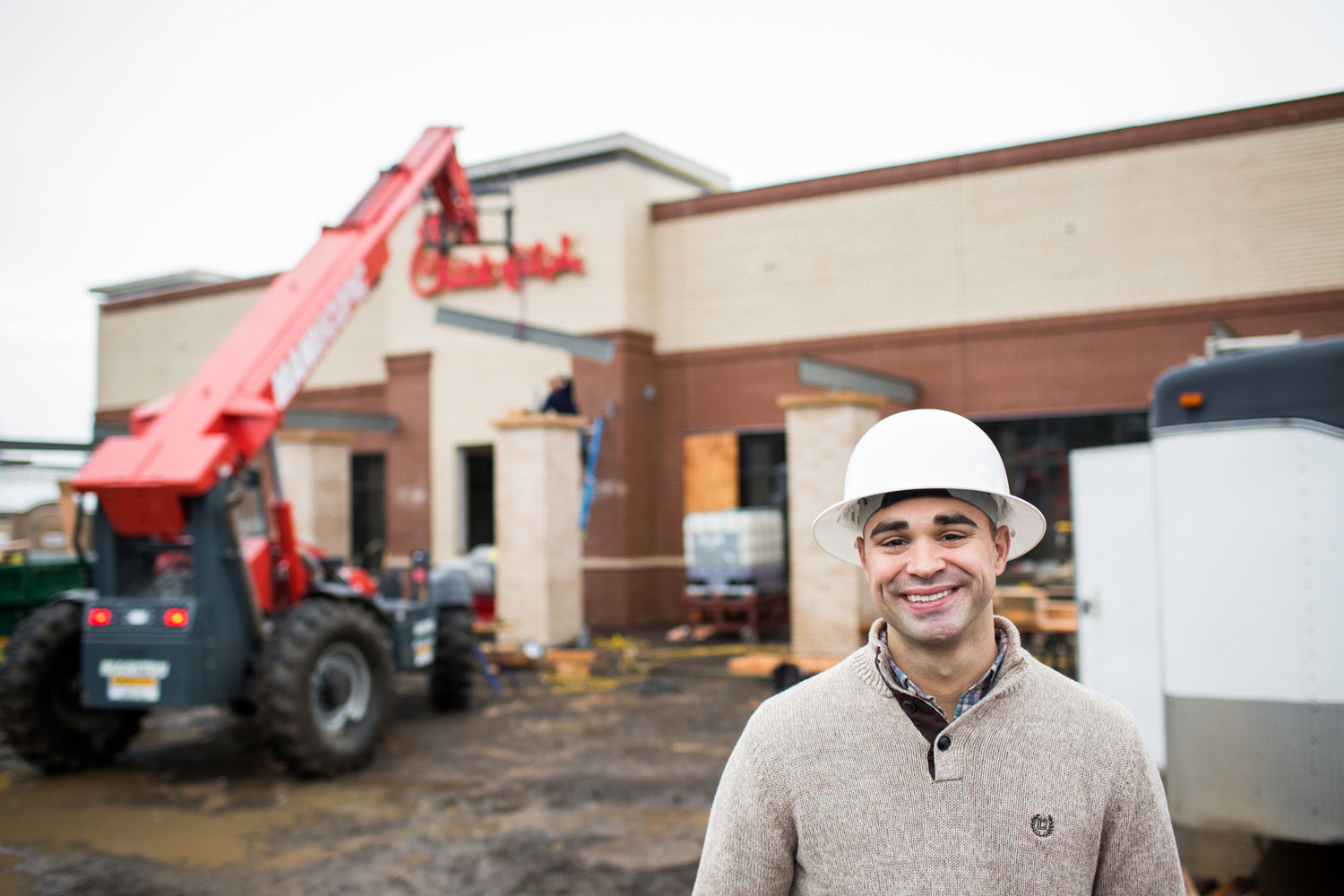 Chick-fil-A owner Brian Davis at his store construction site